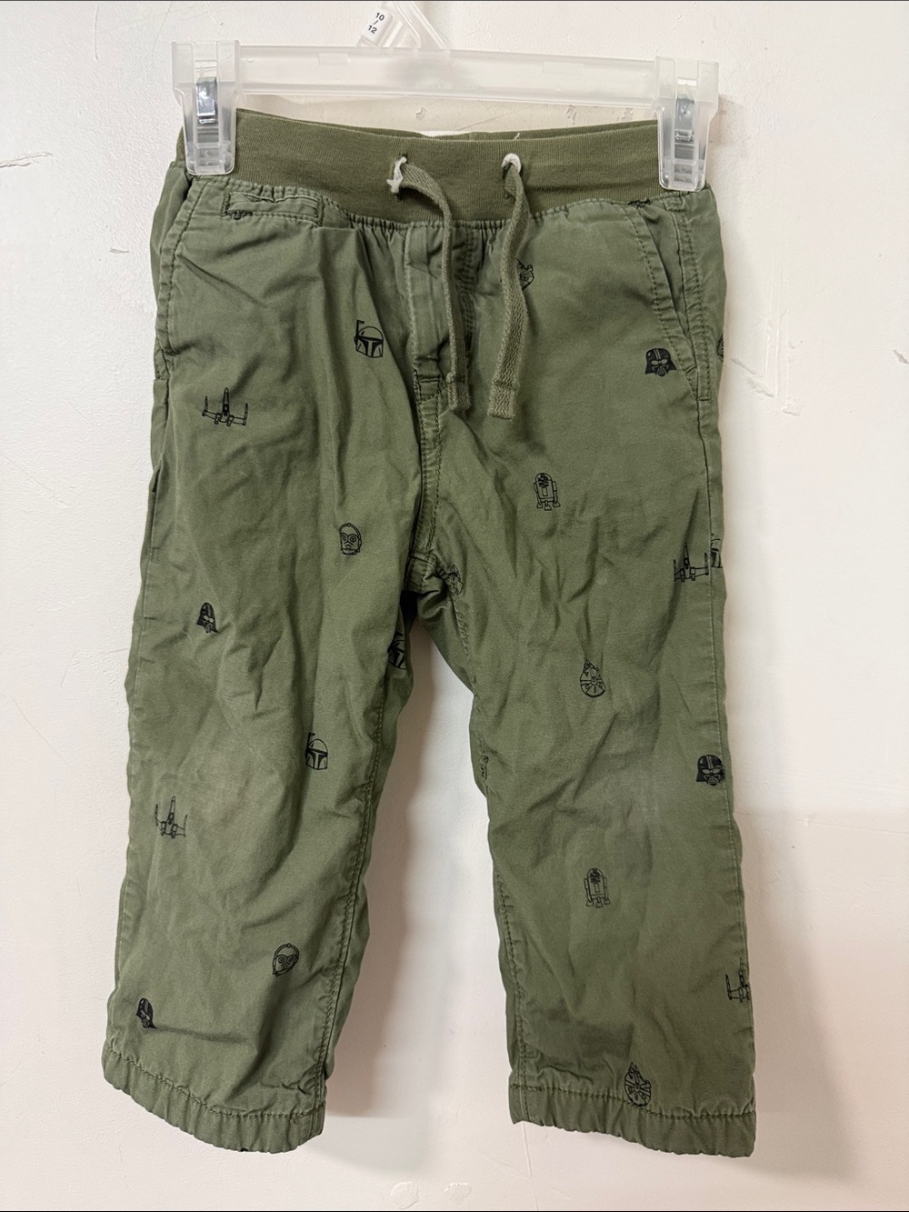 GAP Olive Green Toddler Pants with Black Embroidered Icons